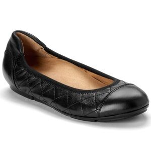 Vionic AVA Quilted Ballet Flat In Black Leather Women’s Size 10